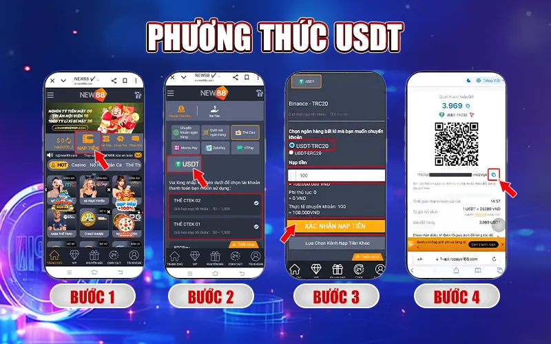 Cách nạp tiền New88 bằng USDT