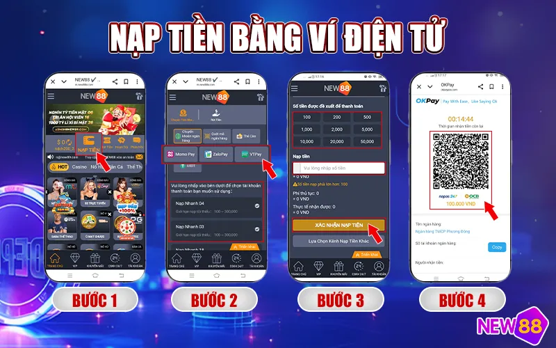 Nạp tiền vào nhà cái New88 bằng ví điện tử